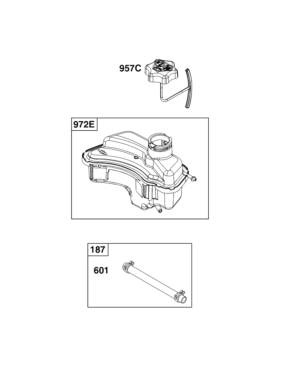 Fuel Supply Group Diagram and Parts List for 92J0B-0006-H1  Briggs and Stratton Engine
